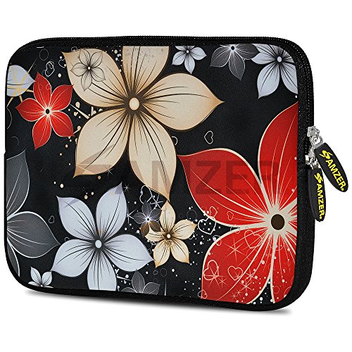 Amzer 7-Inch to 7.75-Inch Designer Neoprene Sleeve Case for iPad/Tablet/e-Reader and Notebooks, Wildflowers Red and White (AMZ5239077)