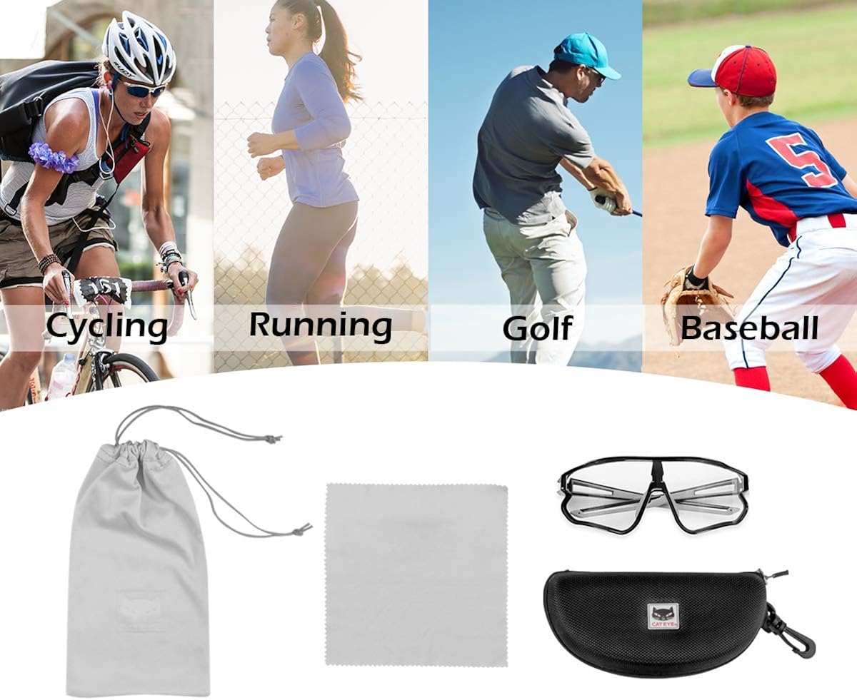 Photochromic Sunglasses for Men Women Bike Glasses 100% UV Protection: Clothing
