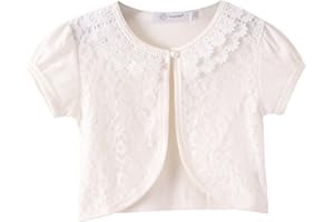 SMILING PINKER Little Girls Bolero Short Sleeve Cap Lace Top