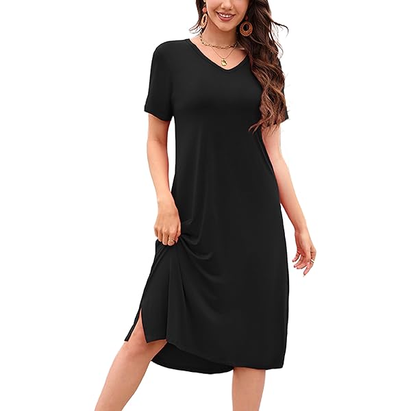 Amazon.com: Amazon Essentials Women's Stretchy Jersey V-Neck Short Sleeve  Midi Length Dress, Black, X-Small : Clothing, Shoes & Jewelry