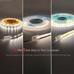 Biantie La 2-Pin 8mm COB Strip to Wire Connector