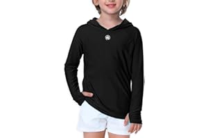 AOBUTE Unisex Kids Long Sleeve Hoodie Rash Guard Boys UPF 50+ Swim Top with Thumb Hole 3-12 Years