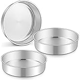 Homikit Round Cake Pan Set of 3, 9.5 Inch Stainless Steel Cake Tins Bakeware for Baking Layer Smash Birthday Cake，Oven, Pressure Cooker & Dishwasher Safe