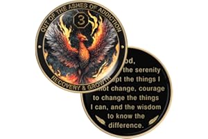 MilestoneMint Phoenix Sobriety Coin | AA Chip Medallion Gift Set with Coin Capsule, Display Stand & Card for Sober Men & Women in Recovery | Sobriety Gifts for Anniversary Month & Year (3 Years)