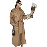 CsunYuk Oversized Long Women’s Trench Coats Double-Breasted Duster Coat Windbreaker Overcoat for Women Spring Fall Outerwear