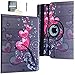 JYtrend Case for iPad 9.7 2018/2017, Rotating Stand Smart Magnetic Auto Wake Up/Sleep Cover for A1893 A1954 A1822 A1823 MP2G2LL/A MP2J2LL/A MPGT2LL/A MPGW2LL/A MP2F2LL/A MP2H2LL/A (Heart Flower)