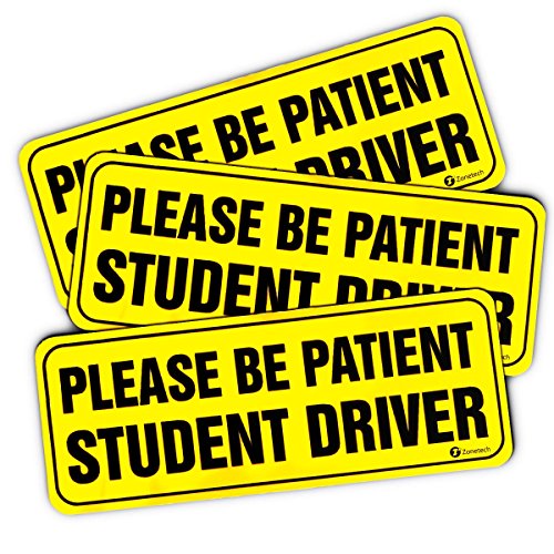 Zone Tech Please Be Patient Student Driver Vehicle Bumper Magnet - 3-Pack Premium Quality Neon 