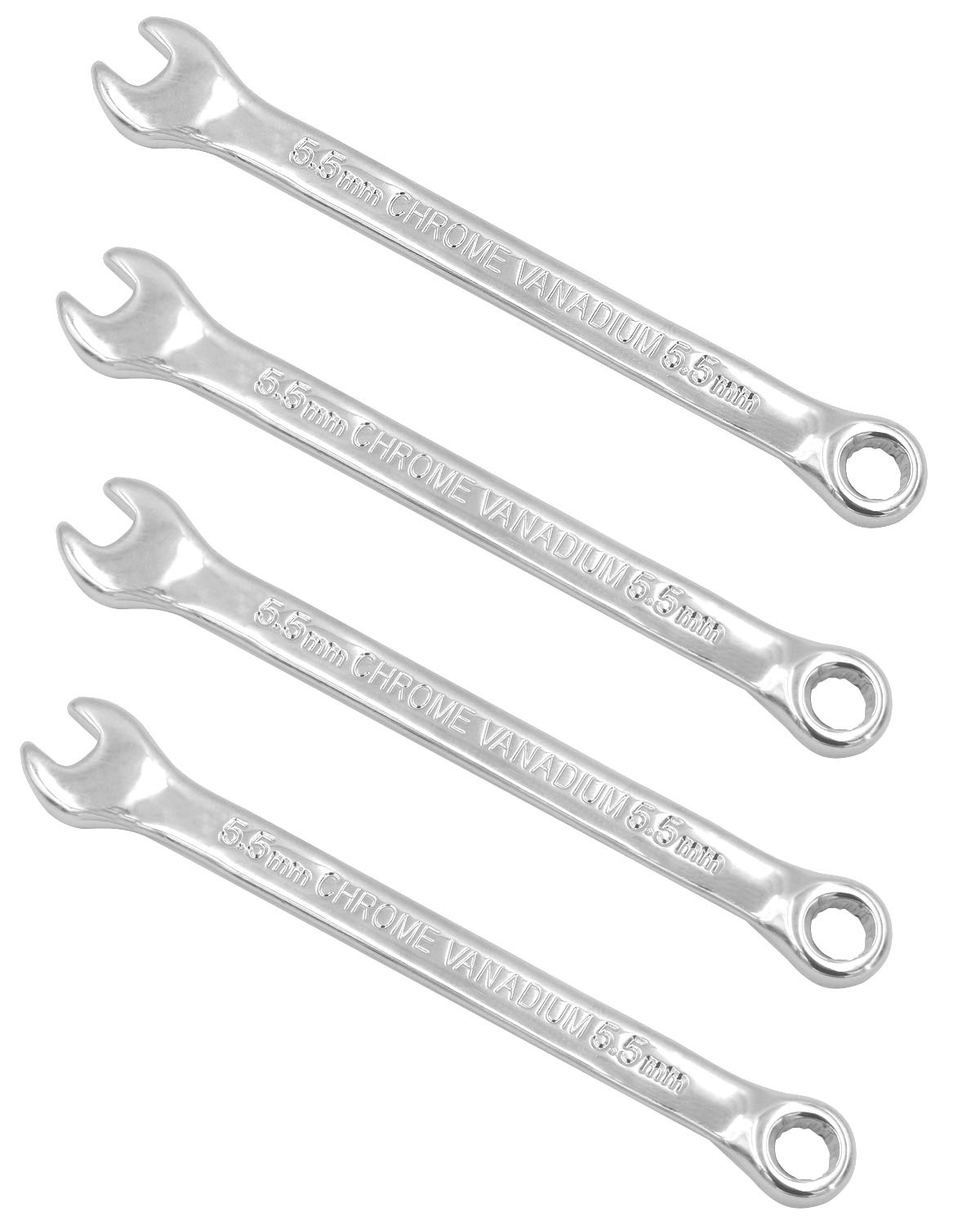 Metric Combination Wrench Set, 5.5mm Commercial Grade Drop Forged Spanners, 4 Pack