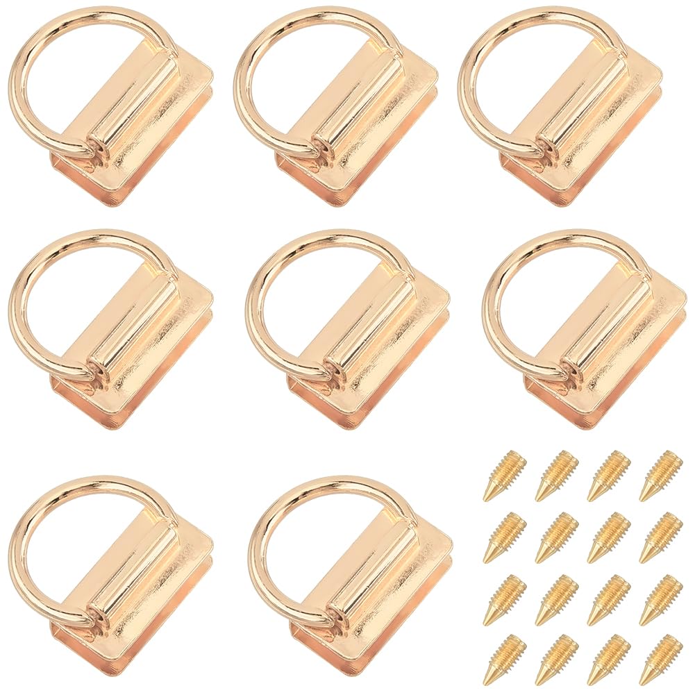 GORGECRAFT 1 Box 8Pcs Metal Bag Connector Golden Alloy D Ring Bridge Hanger Side Bags Chain Link Clip Strap Lanyard Hooks Clasp Buckle with Screw for DIY Leather Craft Purse Handbag Belts Making