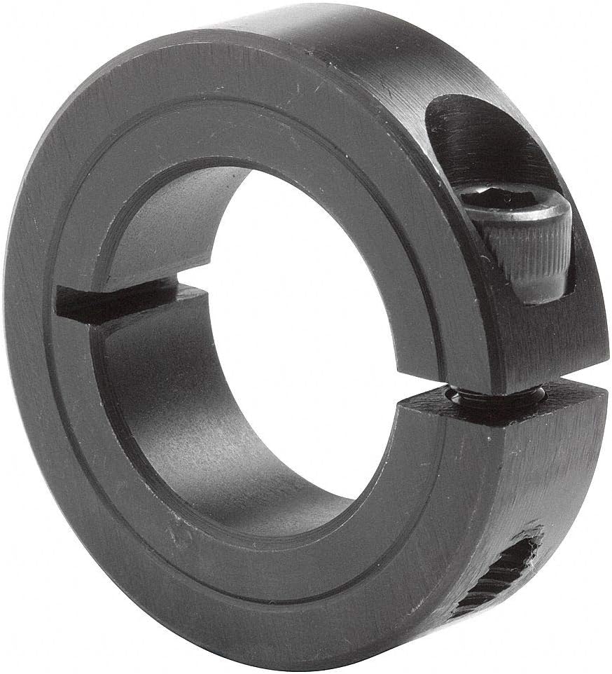 Climax Metal 1C-087 Steel One-Piece Clamping Collar, Black Oxide Plating, 7/8" Bore Size, 1-5/8" OD, With 1/4-28 x 5/8 Set Screw