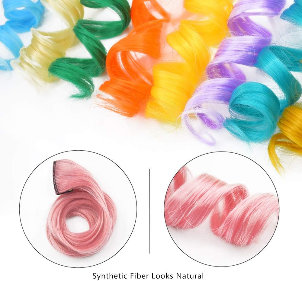Dreamlover Coloured Hair Extensions for Kids Rainbow Hair Accessories for Girls 24 PCS, 12.5 inches(Curly) - Image 5
