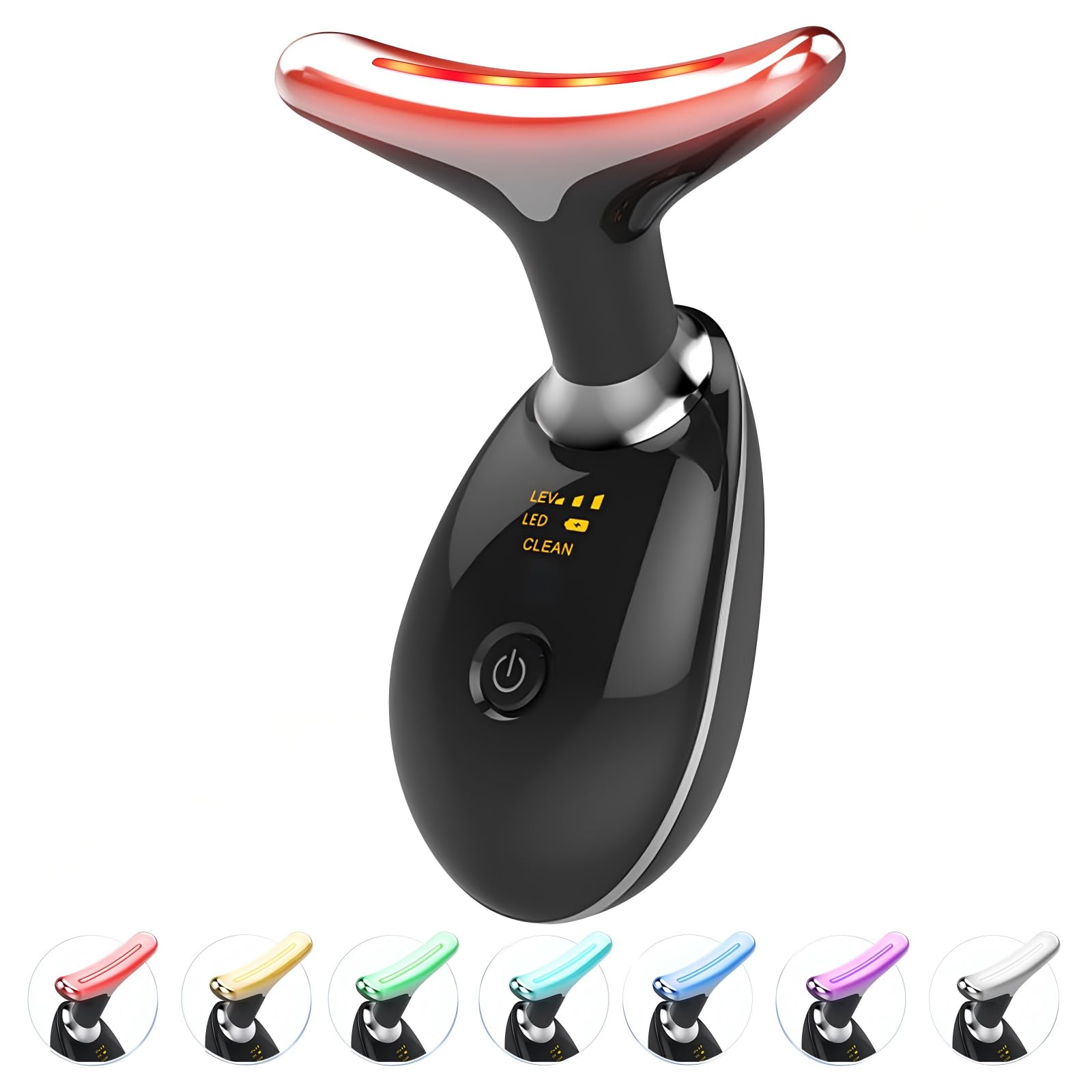 Photo 1 of ***NEW*** ELISHINE Red Light Therapy for Face and Neck, 7 Color Light Based Face Massager Tool, Portable Skin Care Tool for Firming, Tightening and Lifting (Glossy Black)