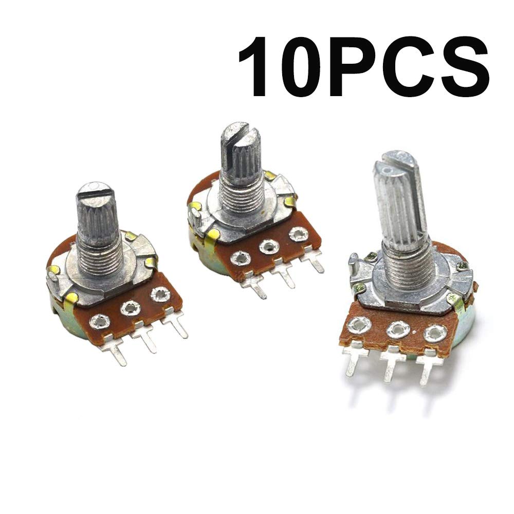 10pcs 10K Ohm B10K Knurled Shaft Linear Rotary Taper Potentiometer Test