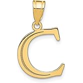 14k Yellow Gold Letter C Pendant Necklace for Women or Unisex Wear, Polished Finish with Detail, Real Gold Initial Charm, Custom Monogram Pendant, Dainty Identity Jewelry Piece