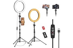 EMART 10" Ring Light with 55" Extendable Tripod Stands and Phone Holder, Dimmable LED Circle Round Light for Selfie Camera Photography/Makeup/YouTube Video/Vlogging/Live Streaming