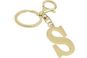 SUWEIBUKE Stainless Steel Gold Letter A-Z Keychain for Women Men, Initial Letter Pendant with Key Ring, Charms for Key Backpack Bag