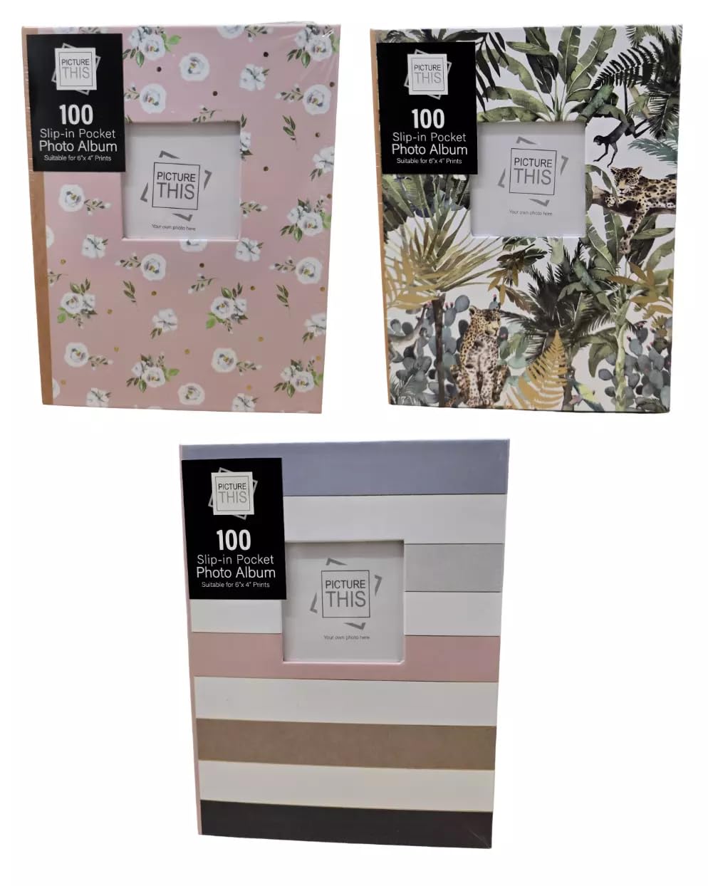 Slip In Photo Albums 6 x 4 Holds 100 Photos Family Memories Gift Floral Design - Randomly