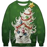 Jumppmile Unisex Ugly Animal Christmas Sweatshirt Crew Neck 3D Xmas Pullover Sweatshirt