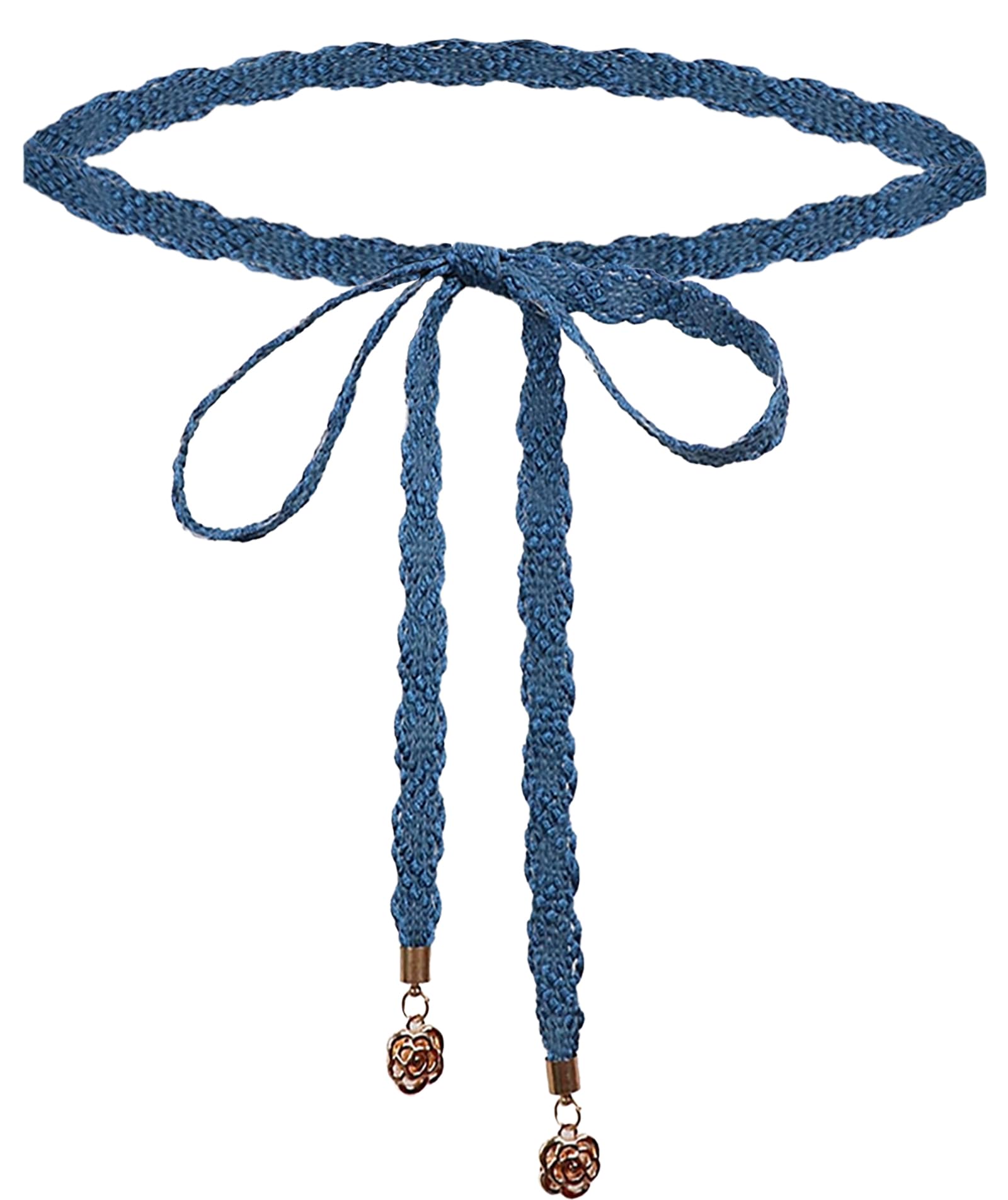 Photo 1 of NIDMIDO Elegant Braid Belt for Women Woven Trendy Waist Belt Decorative Dress Belt for Women Girls Outfit (Denim Blue)