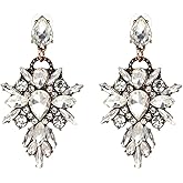Extra LARGE Antique Retro Art Deco Vintage Style Chunky Statement Rhinestone Pageant Drag Queen Bridal Prom Wedding Earrings