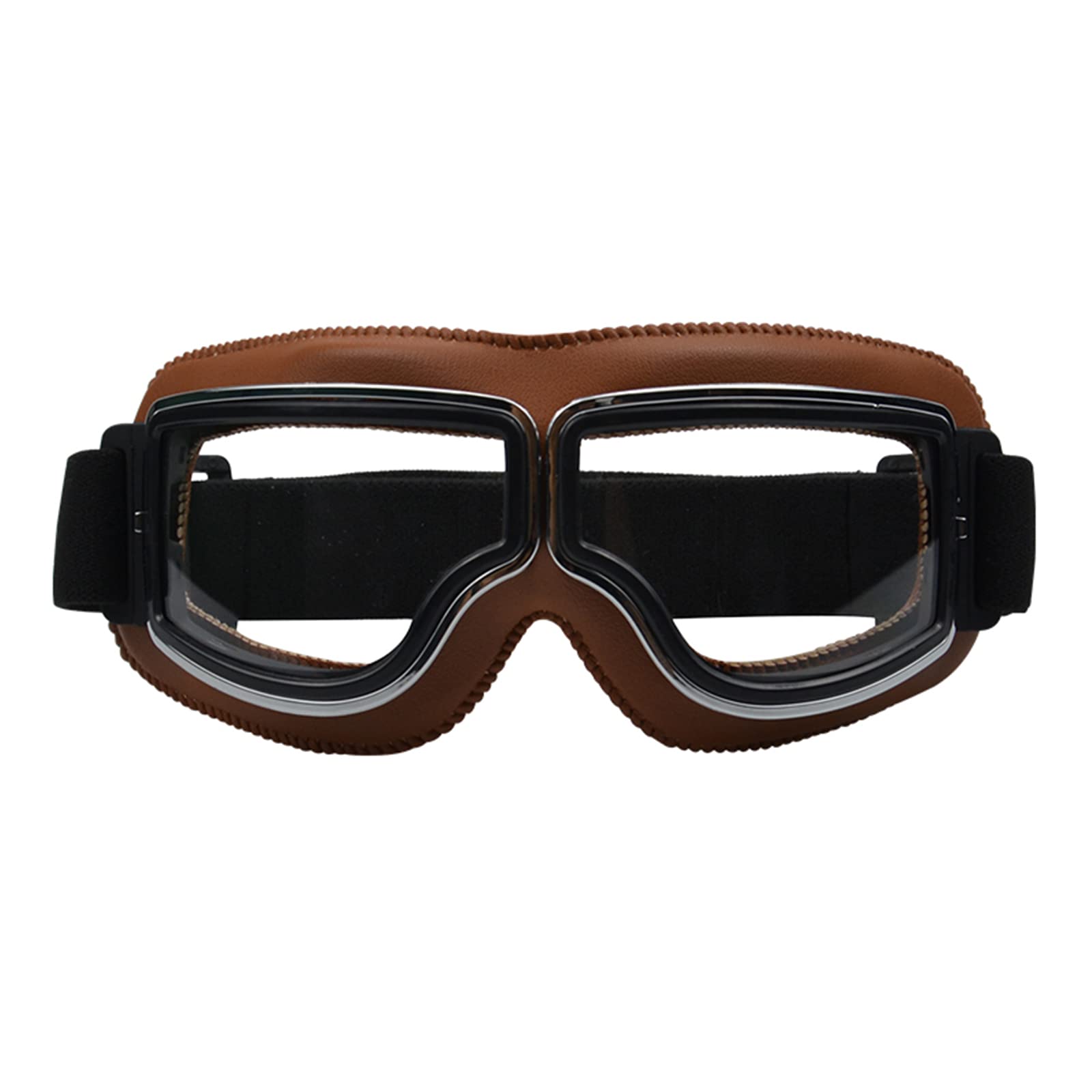 LQKYWNA Motorcycle Goggles, Motocross Vintage Goggles PU Leather Sports Sunglasses Helmet Steampunk Eyewear, Hiking Ski Goggles Aviator Eyewear for Cruiser, Scooter