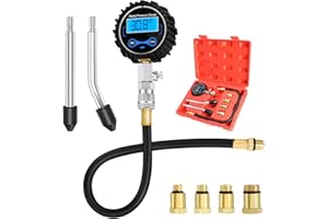 BETOOLL 8pcs Compression Tester Automotive - Digital Compression Gauge 0-300PSI for Petrol Engine Cylinder Compression Test Tool Kit with Adapters & Hose