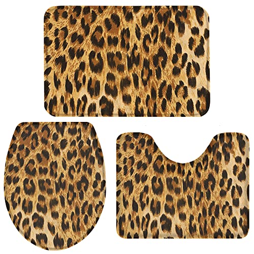 BRINGMEHOME 3 Pieces Bath Rug Set Toilet Seat Cover
