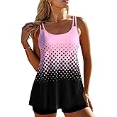 ROSEWE 2025 Tankini Swimsuits for Women, Two Piece Bathing Suits with Shorts, Modest Tank Top Swim Dress