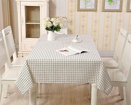 Amazon Com Glin Solid Lattice Tablecloth Cotton Linen Dust Proof