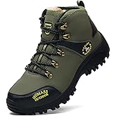 HOMASS Men's work boots Waterproof Hiking Boots,thermal Leather Ankle Snow Boots for Outdoor Climbing, Trekking, Backpacking, and Trekking