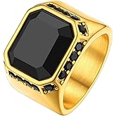 Richsteel Black Onyx Signet Ring for Men