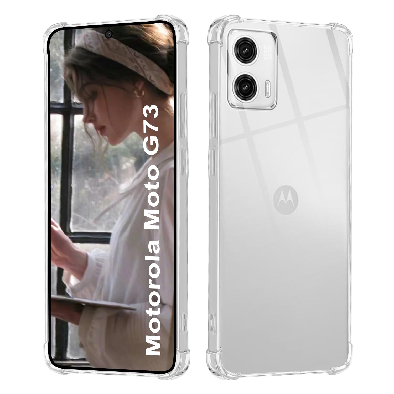 ISOI - Cover Compatible with Motorola Moto G73 5G Case, with Bumper Airbag Shockproof Full Protection, Protective Case in Silicone TPU Ultra-thin and Soft - Transparent