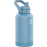 Takeya Actives Water Bottle with Straw Lid - Durable & Easy-Care Water Bottle with Stainless Steel Insulation - BPA-Free Lid with Carry Handle & Straw - Dishwasher-Safe - 64 oz, Bluestone