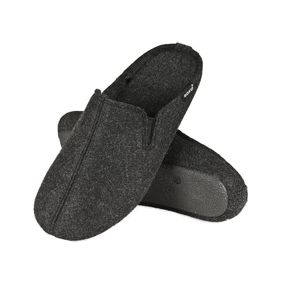 soxo Filz Hausschuhe Herren | Grau Filzpantoffeln für Männer & Frauen | Bequeme Unisex Pantoffeln | Winter Filzhausschuhe in 