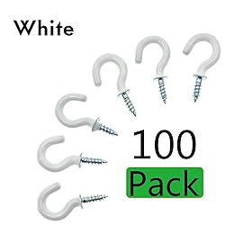 PHITUODA 100Pcs 1/2-Inch Cup Hooks Ceiling