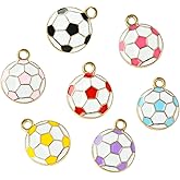 DanLingJewelry 35Pcs 7 Colors Enamel Ball Game Sport Charms Colorful Football Soccer Charms Sport Enamel Charms for Jewelry Making DIY