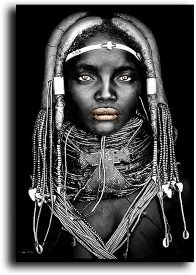 QIANLIYAN Mujer Africana Pintura al óleo sobre Lienzo Carteles e