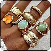 ONBRIG Chunky Gold Rings for Women Non Tarnish Adjustable Stackable Statement Rings for Women Chunky Ring Set Statement Jewelry Sets