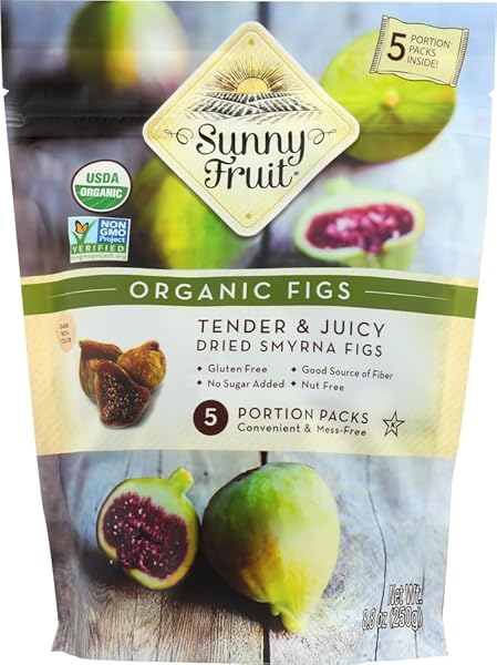 TURKISH DRIED FIGS – SUNNY FRUIT (PACK OF 2) – (5) 1.76OZ PORTION PACKS PER BAG | PURELY FIGS – NO ADDED SUGARS, SULFURS OR PRESERVATIVES | NON-GMO, VEGAN, HALAL & KOSHER