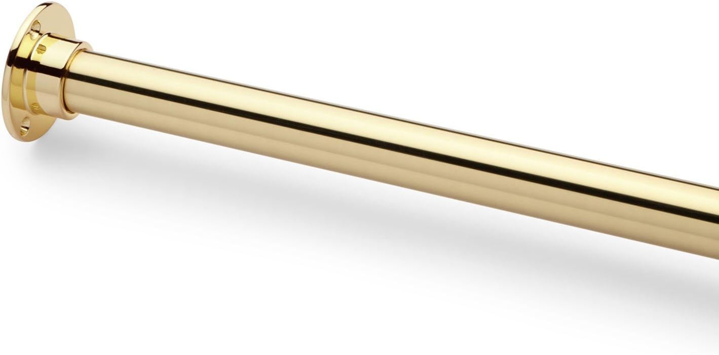 Naiture 84" Never Rust Brass Straight Shower Curtain Rod Polished Brass Finish
