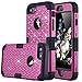 iPhone 7 Case, LONTECT Hybrid Heavy Duty Shockproof Diamond Studded Bling Rhinestone Case with Dual Layer [Hard PC+ Soft Silicone] Impact Protection for Apple iPhone 7 - Purple/Black