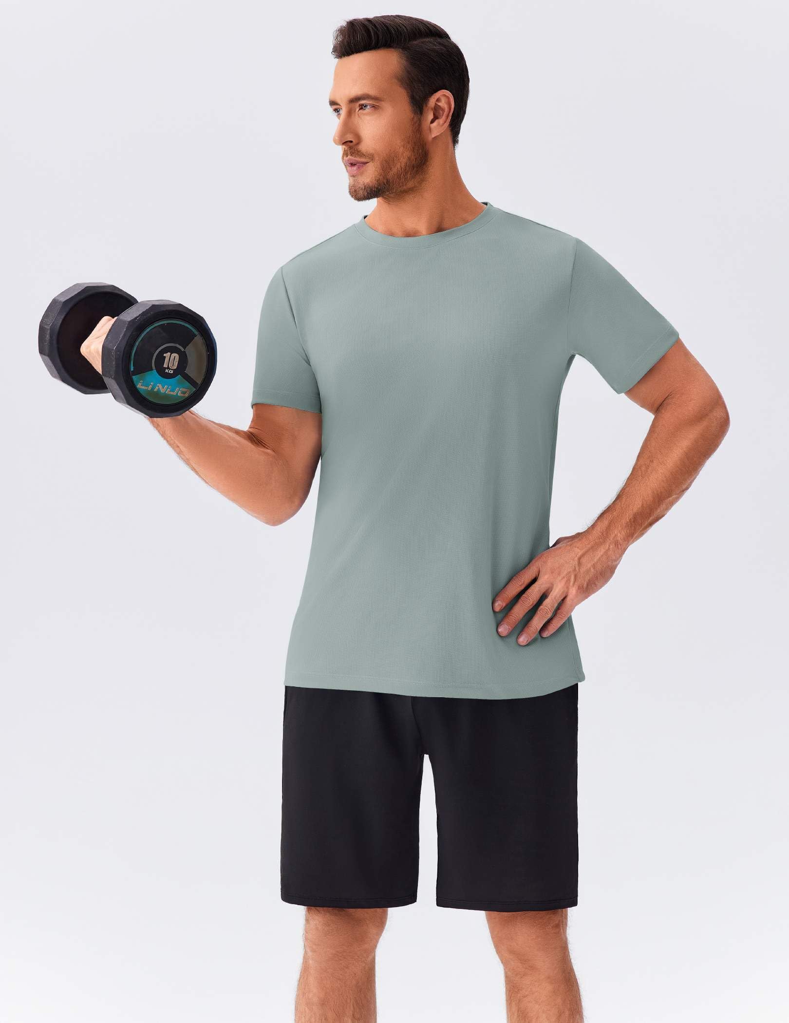 PINSPARK Men's 3 Pack Workout Shirts Quick Dry Moisture Wicking Crewneck Tee Shirt Mesh Athletic T-Shirts