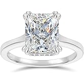 NOVSEAS 14K Gold Moissanite Rings 14K Gold 4ct Radiant Cut Moissanite Engagement Ring D Color VVS Moissanite Rings for Women