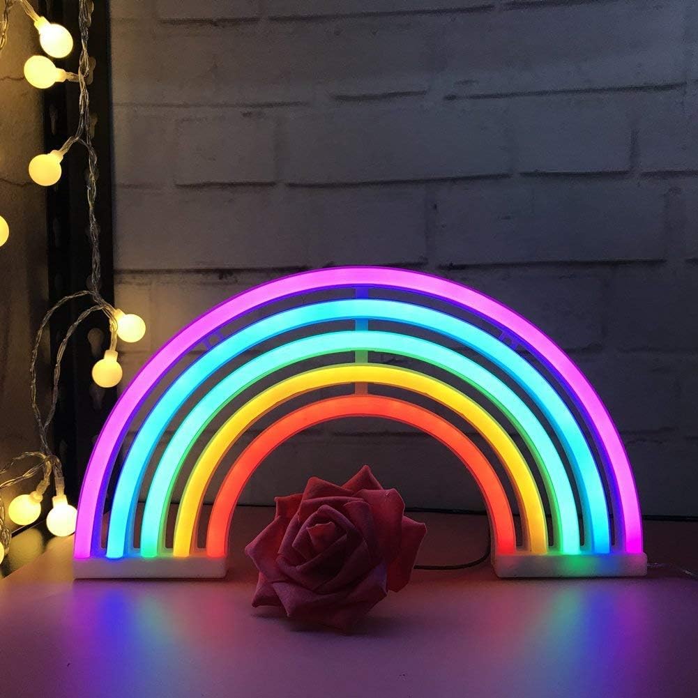 DDbrand 1 Pcs LED Light Lamp Rainbow Neon Sign Decoration For Christmas Birthday Party Home