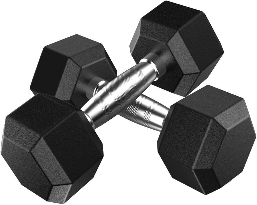 cnnIUHA Dumbbells Weights in Pair 5 Lbs, Hex Rubber Weights 5 Pounds Set of 2 for Men Women, Ergonomic Handles Prevent Rolling and Injury for Home Gym Exercise - Ship from USA (Black)