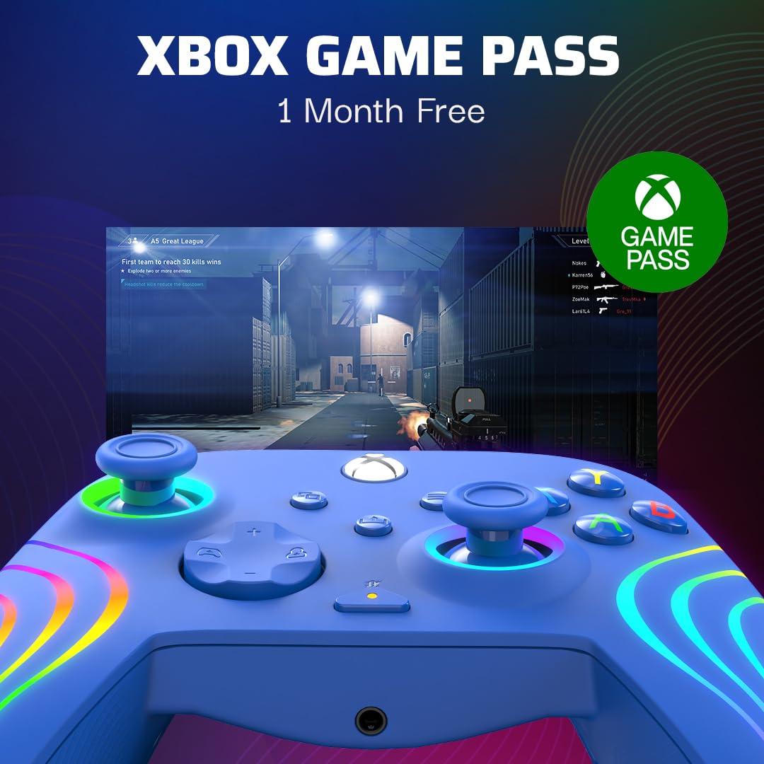 PDP Gaming Afterglow Wave Enhanced Wired Controller for Xbox Series X|S, Xbox One and Windows 10/11 PC, Advanced Programmable Gamepad, Customizable Lighting, Licensed by Microsoft, Companion App: Blue