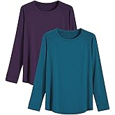 Latuza Women's Bamboo Viscose Pajama Tops Raglan Long Sleeve Lounge Shirt 2 Pack