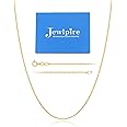 Jewlpire 1MM Italian Ultra Luxury Solid 24K Gold Over 925 Sterling Silver Chain Necklace for Women, Hypoallergenic Cable Chain Sturdy & Shiny & Thin Women's Chain Necklaces 16/18/20/22/24 Inch