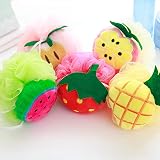 Omenluck 2Pcs Bath Shower Sponge Loofahs Mini Plush Fruit Shape Scrubber Pouf view 2