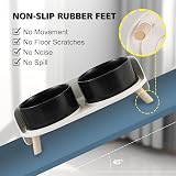AHX Elevated Dog Food Water Bowl Set with Stand Ceramic 11.3 oz Black view 3